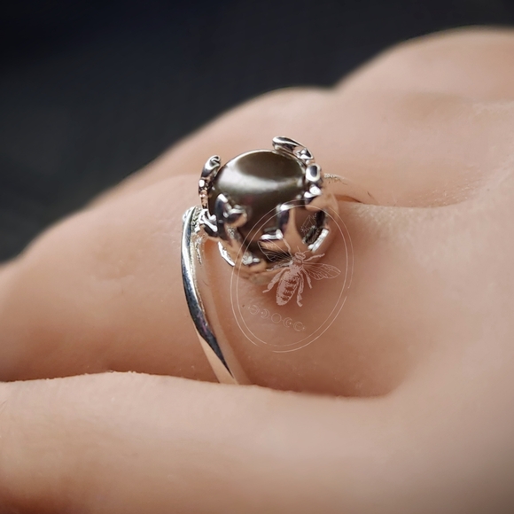 "The Siren" Handmade 8mm Genuine Tibetan Pearl & Sterling Silver Open Size Fast - Picture 5 of 6